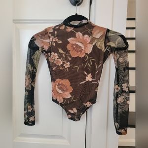 Brown floral Five dancewear YM leotard